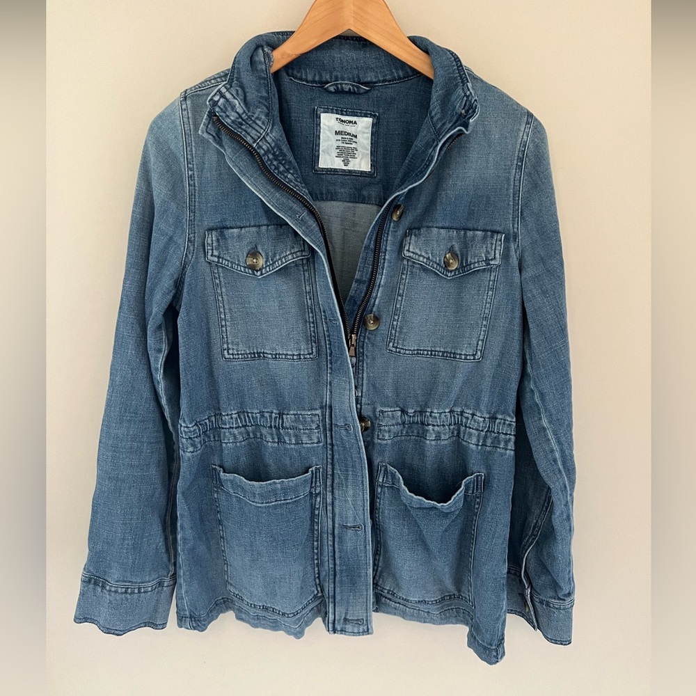 Sonoma medium wash denim utility jacket women’s medium